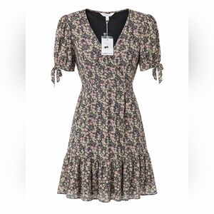 Lauren Conrad Floral Wrap Puff Sleeve Mini Dress NWT Fully Lined. Coquette .